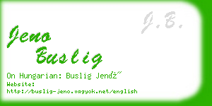 jeno buslig business card